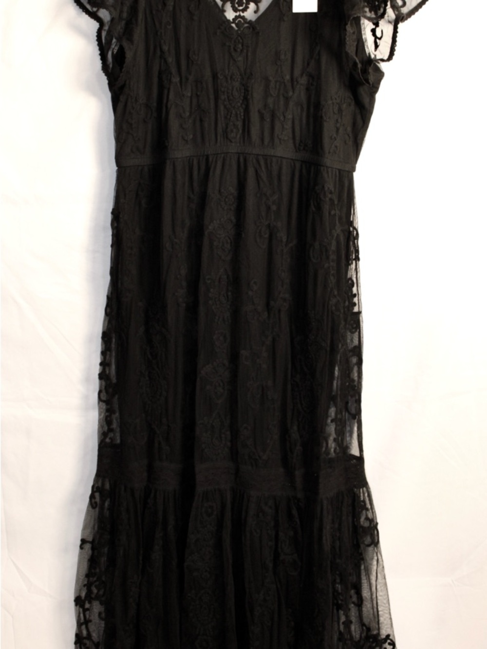 Sundance Mayfield Black Embroidered Tule Sheer Maxi Dress - Picture 3 of 3
